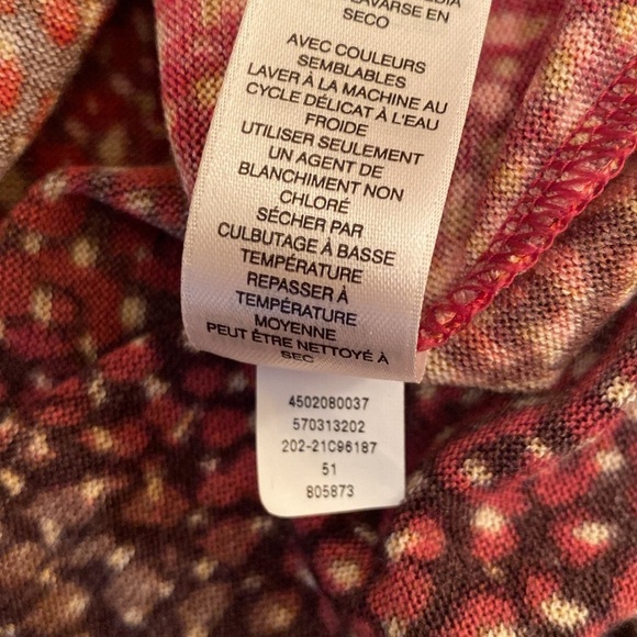 Chico’s CoziSoft Ombré Mix Dolman Knit Tee Animal Red Orange Brown Sz 1 US M - Picture 8 of 8